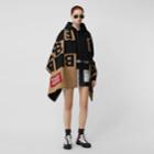 Burberry Burberry Reversible B Motif Wool Cashmere Blanket Cape, Beige