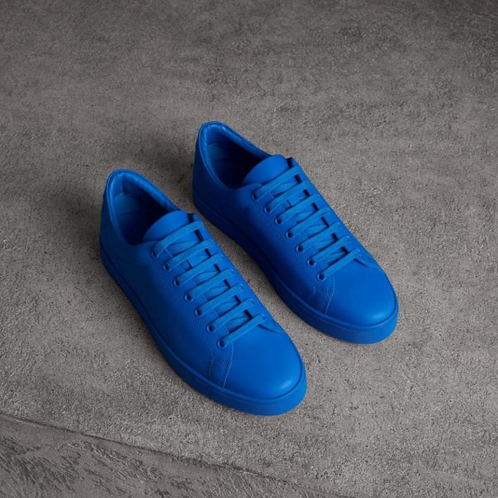Burberry Burberry Perforated Check Leather Sneakers, Size: 43, Blue