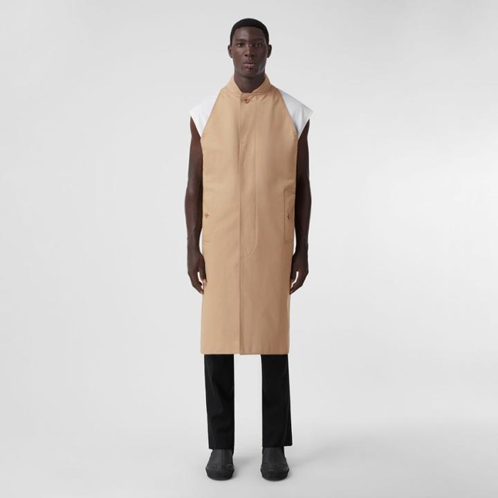 Burberry Burberry Sleeveless Cotton Gabardine Car Coat, Size: 48