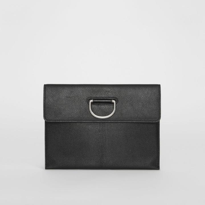 Burberry Burberry D-ring Leather Pouch, Black