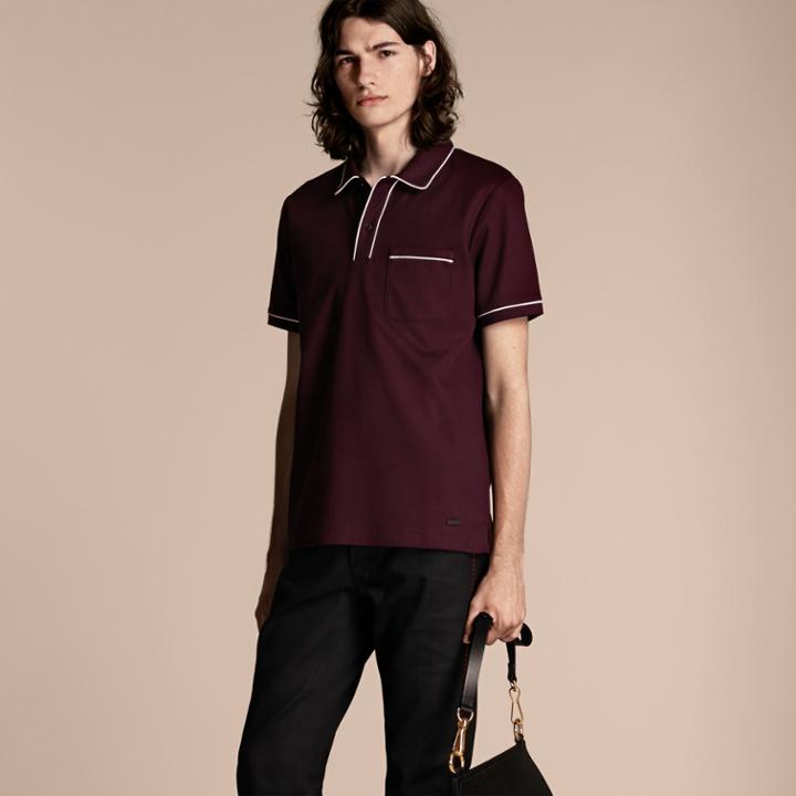 Burberry Burberry Piped Cotton Piqu Polo Shirt, Red