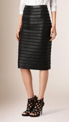 Burberry Panelled Bonded Lambskin Pencil Skirt