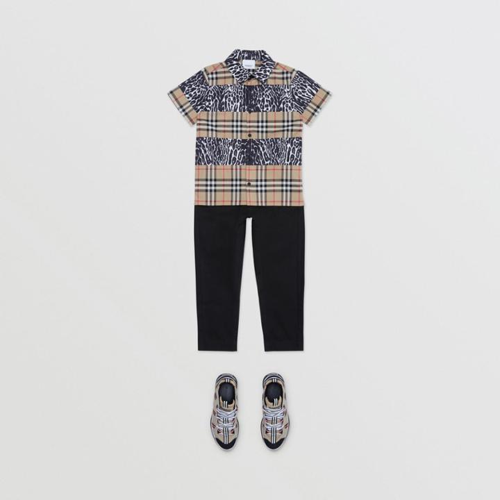 Burberry Burberry Childrens Icon Stripe Detail Cotton Twill Drawcord Trousers, Size: 12y