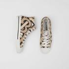 Burberry Burberry Monogram Print Cotton Canvas High-top Sneakers, Size: 36.5, Beige