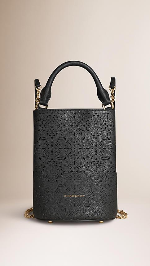 Burberry The Small Bucket Backpack In Laser-cut Lace Leather
