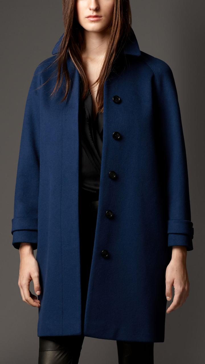Burberry Burberry Wool Cashmere Oversize Coat, Size: 00, Blue