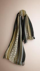 Burberry Jacquard Wool Cotton And Cashmere Scarf