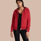 Burberry Burberry Hooded Zip-front Cotton Blend Sweatshirt, Size: M, Red