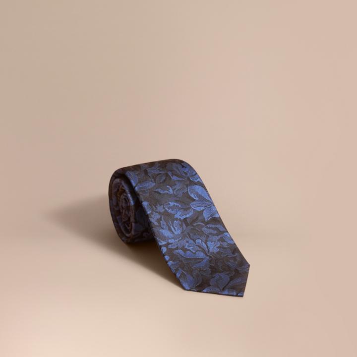 Burberry Burberry Modern Cut Floral Jacquard Silk Tie, Blue