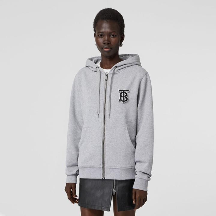 Burberry Burberry Monogram Motif Cotton Oversized Hooded Top, Size: Xs, Grey