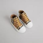 Burberry Burberry Vintage Check And Leather High-top Sneakers, Size: 8