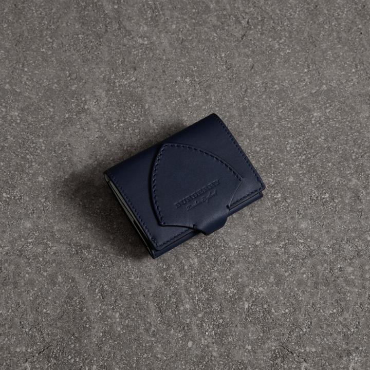 Burberry Burberry Equestrian Shield Leather Continental Wallet, Blue