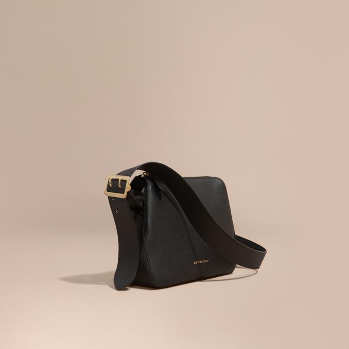 Burberry Burberry Buckle Detail Leather Crossbody Bag, Black