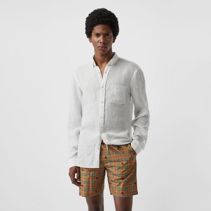 Burberry Burberry Equestrian Knight Check Drawcord Swim Shorts, Size: L, Beige