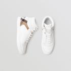 Burberry Burberry Leather And House Check High-top Sneakers, Size: 40, White