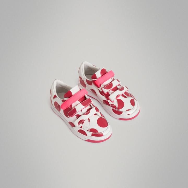Burberry Burberry Spot Print Leather Sneakers, Size: 27, Red