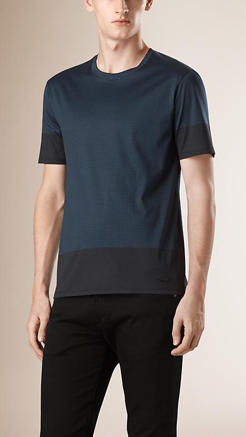 Burberry Colour Block Patterned Cotton T-shirt