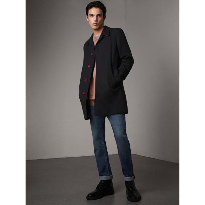 Burberry Burberry Resin Button Cotton Gabardine Car Coat, Size: 36sf, Blue