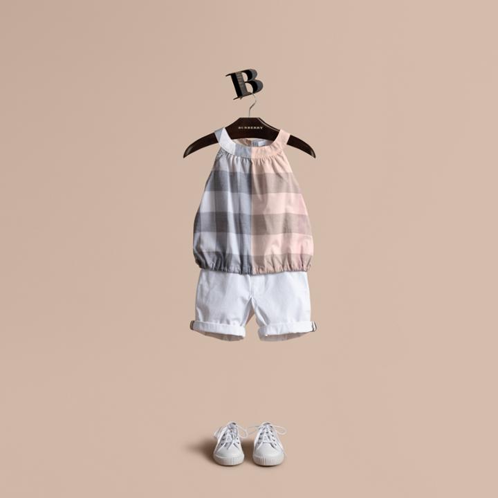 Burberry Burberry Gathered Check Cotton Top, Size: 14y, Orange