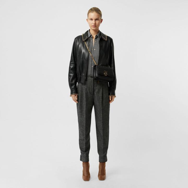Burberry Burberry Ring-pierced Lambskin Jacket, Size: 04, Black