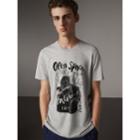 Burberry Burberry Open Spaces Graphic Motif Cotton T-shirt, Grey