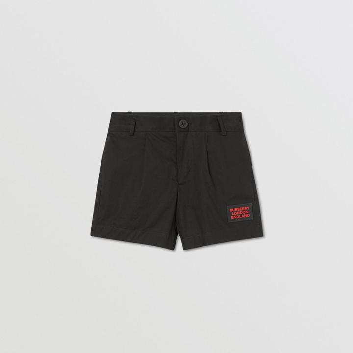 Burberry Burberry Childrens Logo Appliqu Cotton Twill Tailored Shorts, Size: 4y, Black