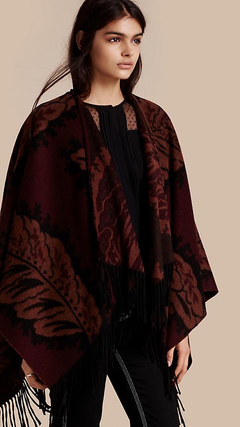 Burberry Leaf Jacquard Cashmere Poncho
