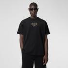 Burberry Burberry Embroidered Globe Graphic Cotton Oversized T-shirt, Black