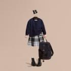 Burberry Burberry Check Cuff Cotton Knit Cardigan, Size: 6y, Blue