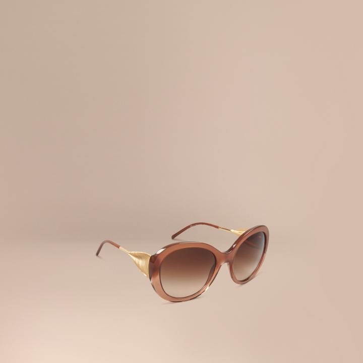 Burberry Burberry Oversize Round Frame Sunglasses, Beige
