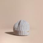 Burberry Burberry Ribbed Knit Wool Cashmere Beanie, Grey