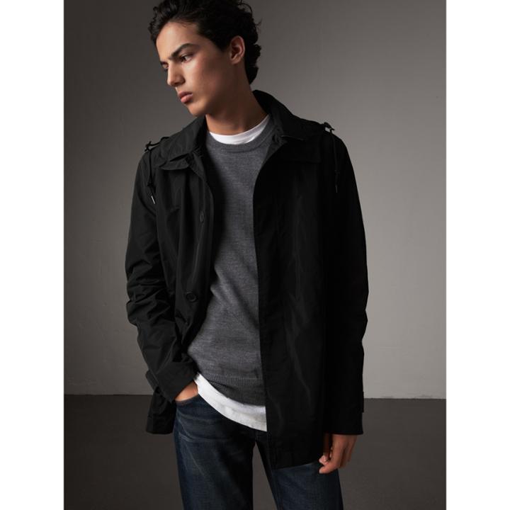 Burberry Burberry Showerproof Hooded Jacket With Removable Warmer, Size: Xl, Black