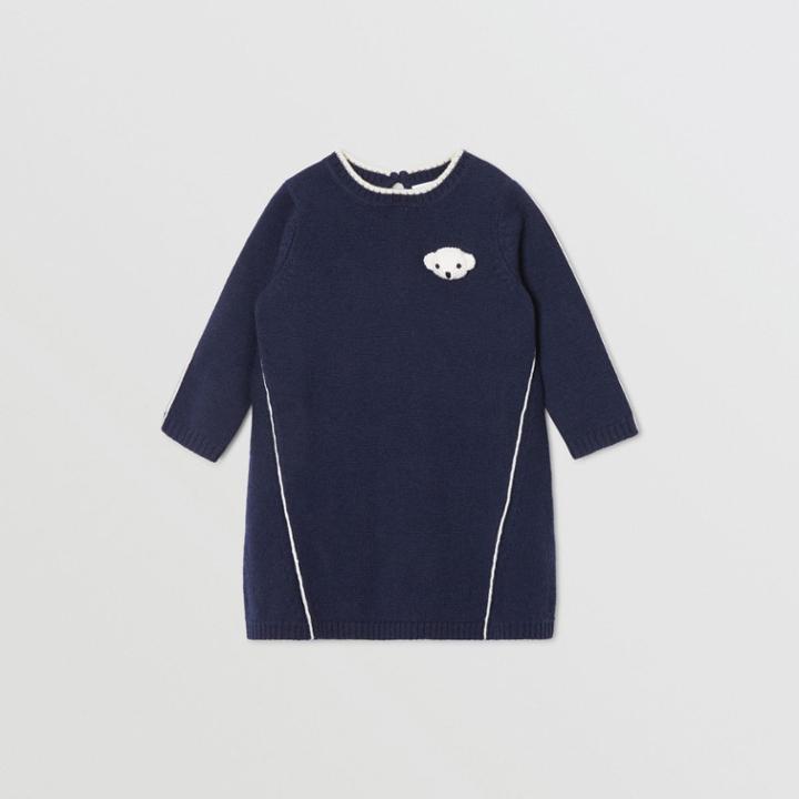 Burberry Burberry Childrens Thomas Bear Detail Wool Cashmere Sweater Dress, Size: 3m, Blue