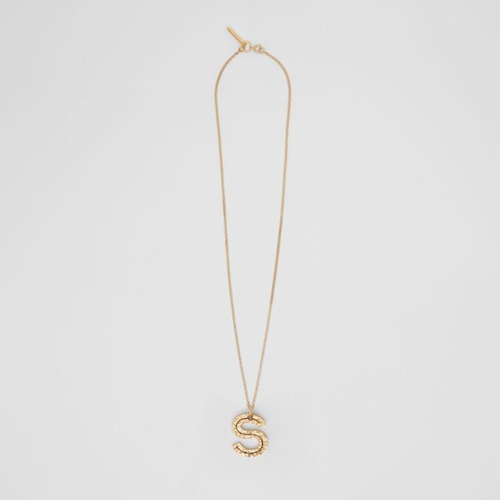Burberry Burberry 's' Alphabet Charm Gold-plated Necklace, Yellow