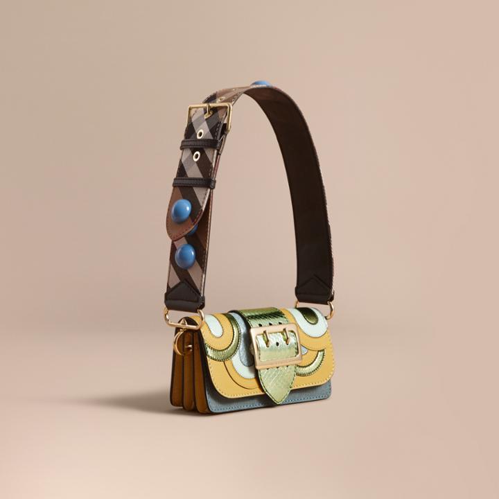 Burberry Burberry The Small Buckle Bag In Leather And Snakeskin Appliqu, Green