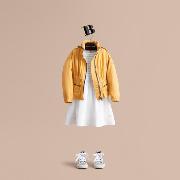 Burberry Burberry Packaway Hood Showerproof Jacket With Check Detail, Size: 14y, Yellow