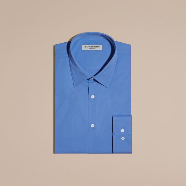 Burberry Burberry Modern Fit Stretch Cotton Shirt, Size: 16, Blue