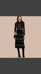 Burberry Topstitch Detail Silk Shirt Dress