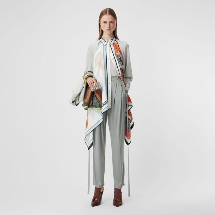 Burberry Burberry Strap Detail Jersey Tailored Trousers, Size: 04, Purple