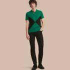 Burberry Burberry Geometric Motif Cotton Piqu Polo Shirt With Check Placket, Green