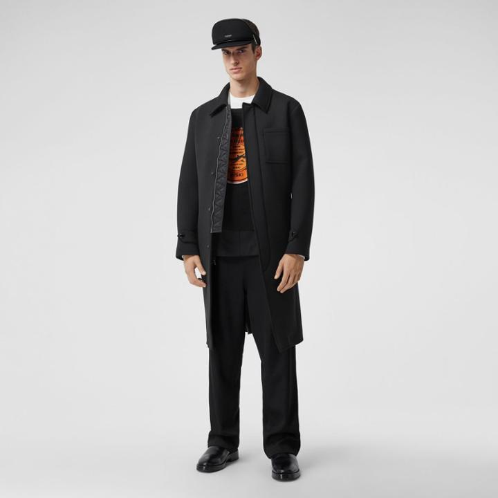 Burberry Burberry Shark Fin Detail Technical Neoprene Car Coat, Size: 48