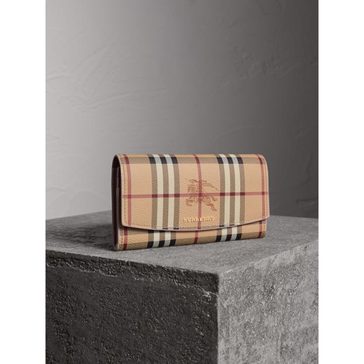 Burberry Burberry Haymarket Check And Leather Slim Continental Wallet, Purple