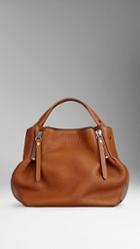 Burberry Small Check Detail Leather Tote Bag