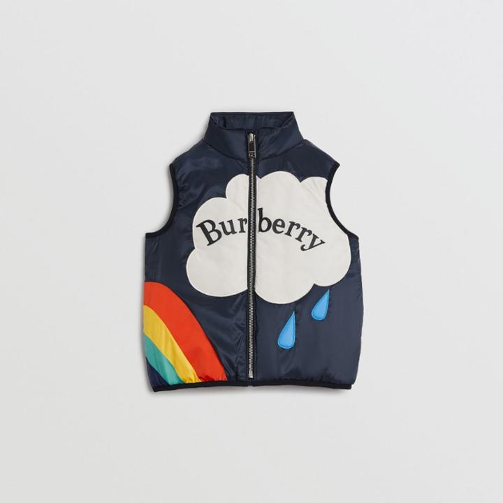 Burberry Burberry Childrens Rainbow Graphic Showerproof Down-filled Gilet, Size: 12y, Black