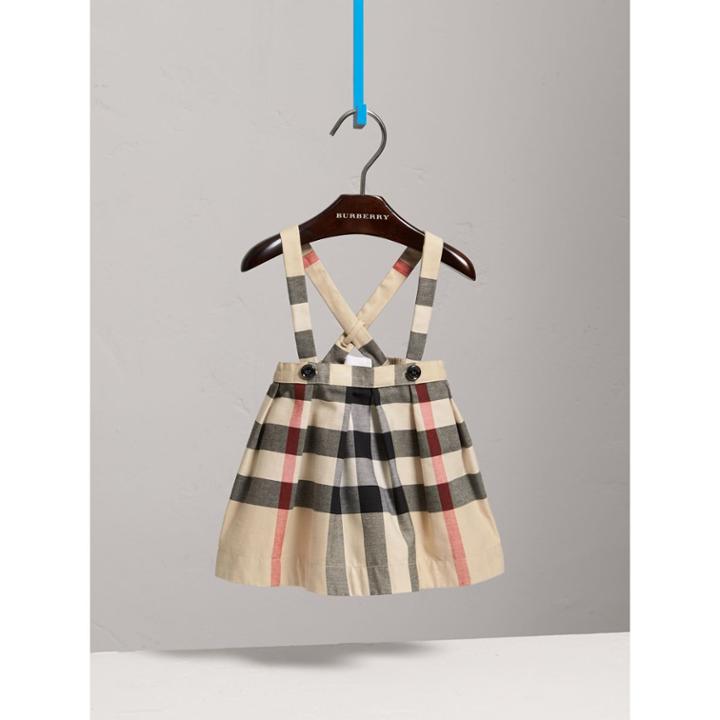Burberry Burberry Detachable Strap Check Cotton Skirt, Size: 6m, Beige