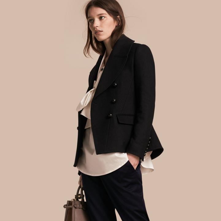 Burberry Burberry Tailored Wool Blend Jacket, Size: 04, Black