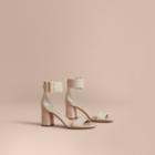 Burberry Burberry Buckle Detail Patent Leather Sandals, Size: 38, Beige