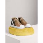 Burberry Burberry House Check And Leather Trainers, Size: 33