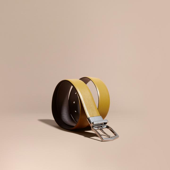 Burberry Burberry Reversible London Leather Belt, Size: 110, Yellow