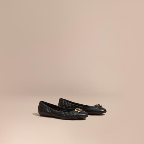 Burberry Buckle Detail Quilted Lambskin Ballerinas